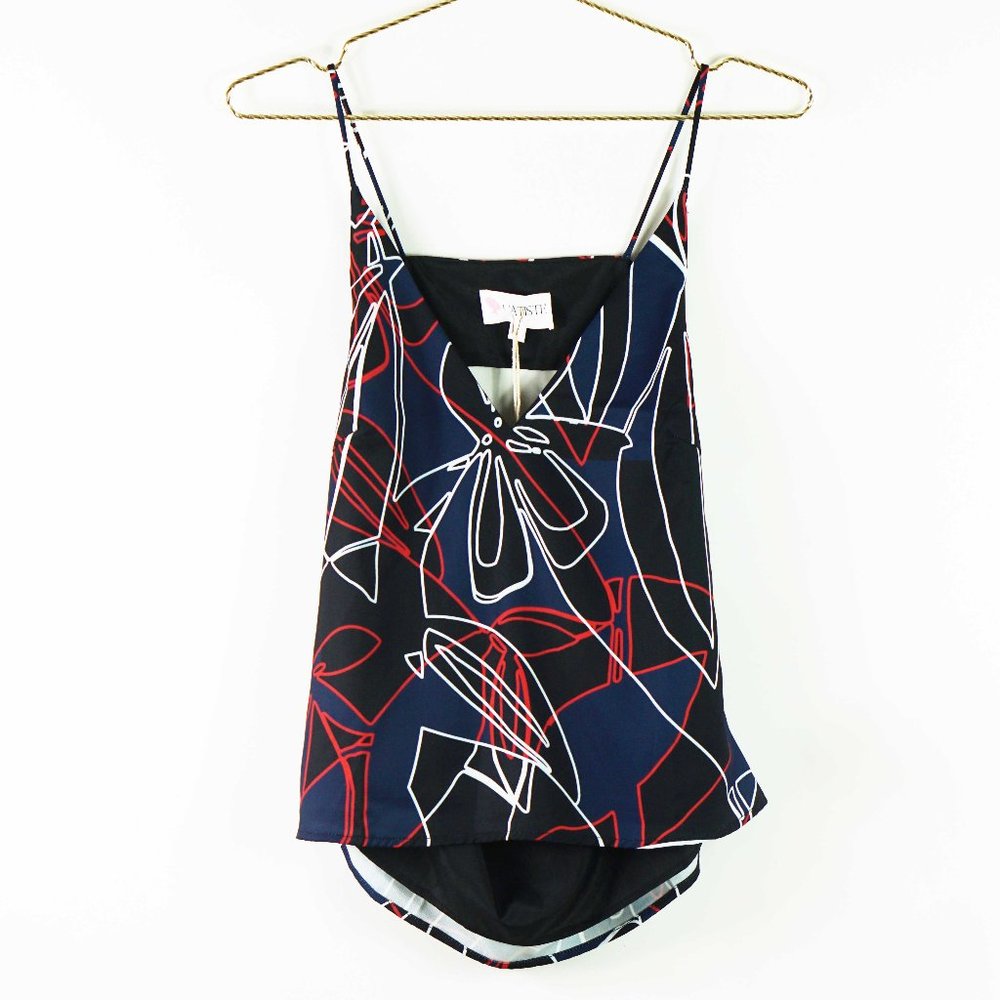 L'ATISTE Printed Cowl Back Camisole Top S